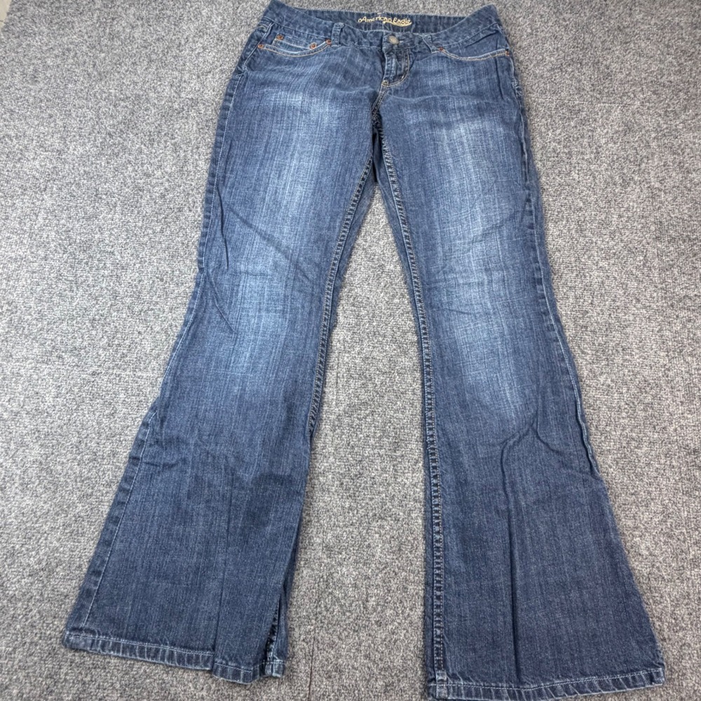 American Eagle Flare Leg Jeans Women 8 Regular Blue Denim Medium Wash 100 Cotton